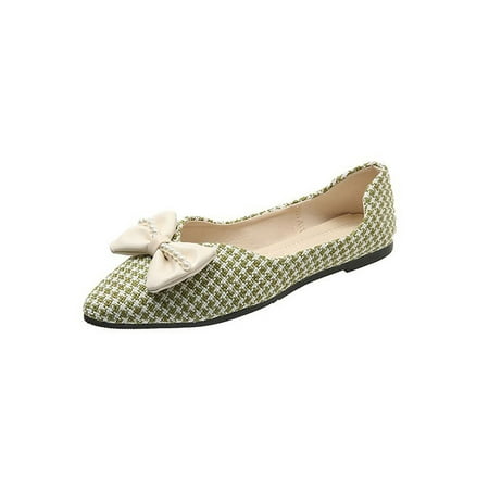 

Colisha Women s Casual Bowknot Flats Dance Cozy Walking Slip On Flat Shoes Green 8.5