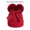 thumbnail image 3 of Povozer Baby Beanie Toddler Winter Hat for Girls Boys Baby Winter Hat With Bow Double Cap Customized Warm Toddler Boys Girls Knit Hats,Size 6-36 Months,Red, 3 of 4