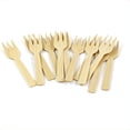 thumbnail image 1 of HLONK Bamboo Utensils 200PK MiniBamboo Forks 3.54” Disposable Small 100% Cutlery Set Natural, 1 of 5