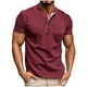 thumbnail image 1 of pstuiky camisetas de manga corta para hombre, Blusa de manga corta con cuello vuelto, bolsillos y botones de color liso para hombre camisas casuales para hombre l, 1 of 5