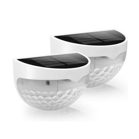 

Dido Pack of 2 Solar Powered Fence Lights 1.2W Outdoor IP65 Waterproof LED Lamps Security Rechargeable Yard Pathway Night Lighting Warm Light