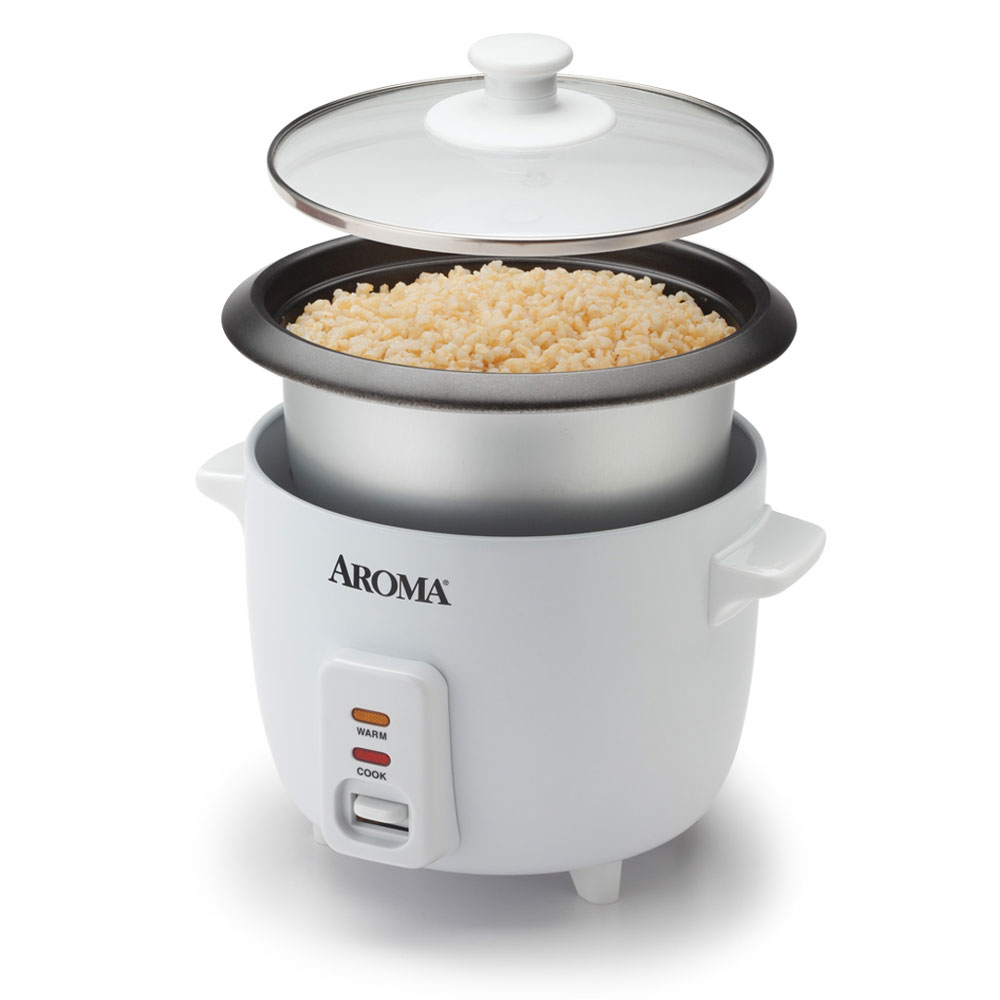 Aroma 6 Cup Non-Stick Pot Style White Rice Cooker, 3 Piece - image 3 of 5