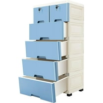 Portable Drawers Dresser, Storage Cabinet Closet Organizer with 6 Drawer 4 Wheels, Suitable for Closets,Bedrooms,Nurseries,Playrooms, Entryways, Blue and Pink (Blue)