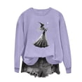 thumbnail image 5 of Uootdi Gift Long Sleeve Shirts for Women Crew Neck Halloween Witch Graphic Print Sweatshirts Oversized Fit Holiday Casual Pullover Tops, 5 of 6