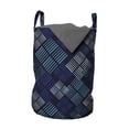 thumbnail image 1 of Abstract Laundry Bag, Dotted Design Squares in Cold Blue Colors Modernistic Geometry Art, Basket with Handles Drawstring Closure for Laundromats, 13" x 19", Charcoal Grey Multicolor, by Ambesonne, 1 of 4