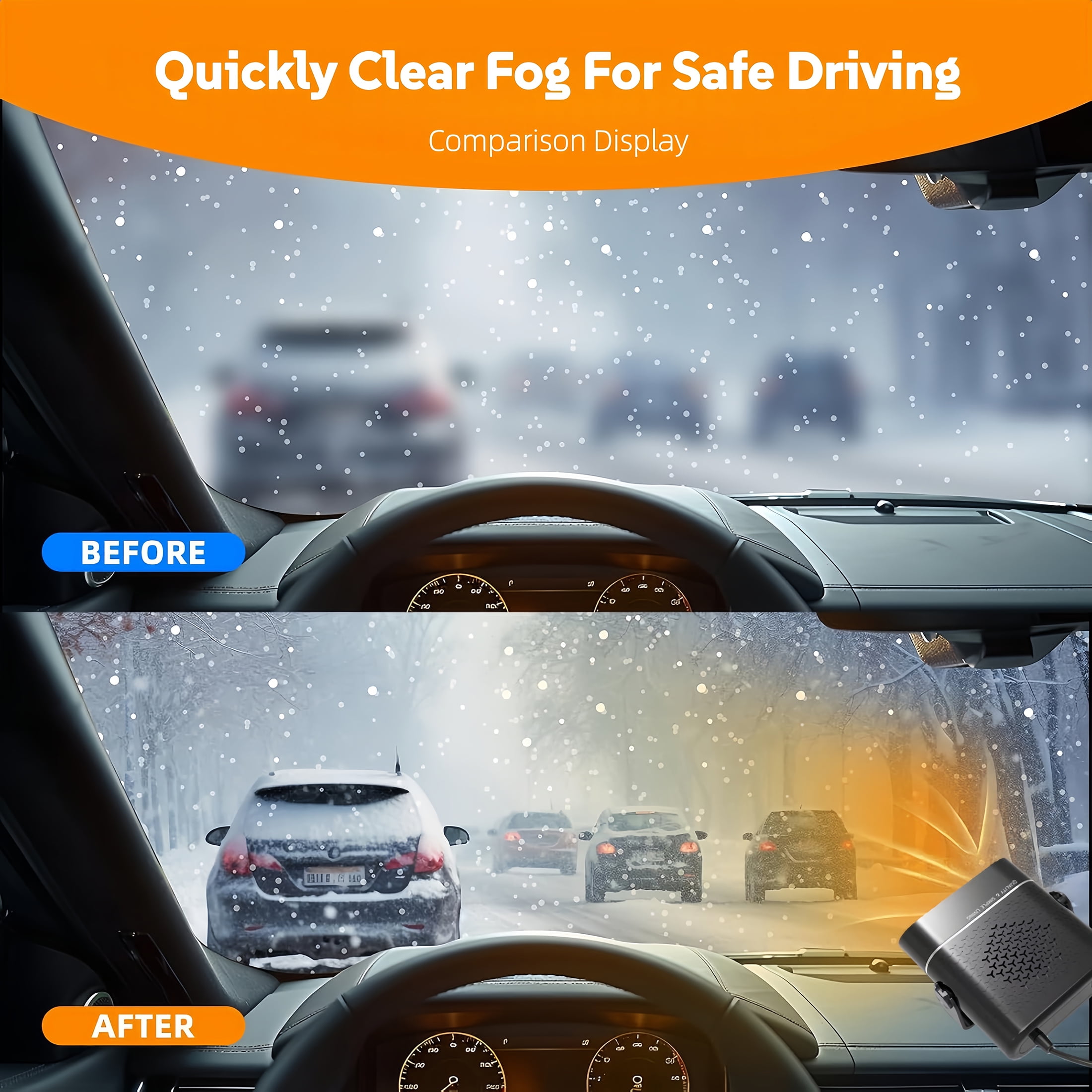 12V Car Heater- Portable Windshield Defogger with Dual Heating and Cooling Function for Fast Winter Warming and Defrosting
