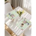 thumbnail image 5 of Happy Easter Placemats Set of 12, Cute Bunny Spring Flowers Butterfly Green Plaid Placemats for Dining Table, Place Mats for Kitchen Tabletop, Waterproof Wipeable Dining Table Mats Set, 5 of 9
