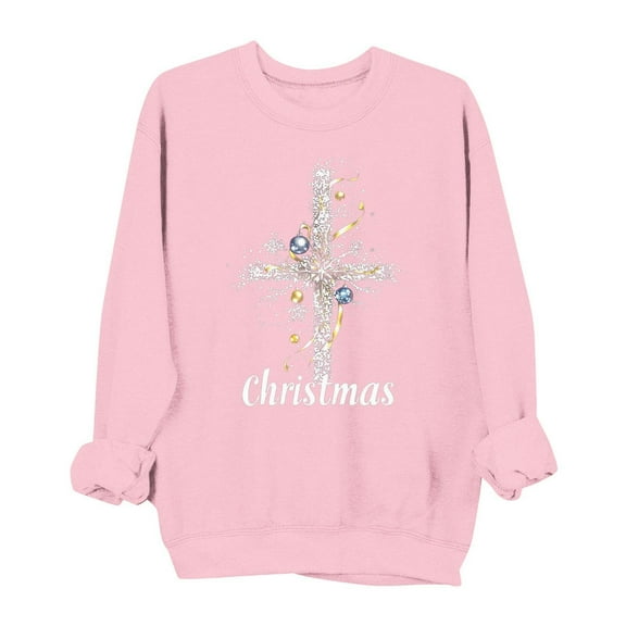 Makaor Cute Sweatshirts for Women Christmas Crew Neck Tops Graphic Long Sleeve Pullover Tees Fleece Cute Fall Winter Clothes
