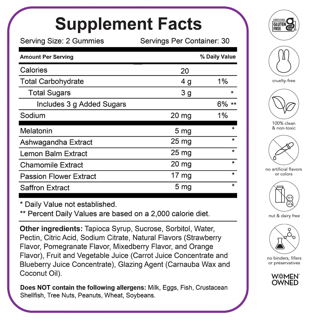 HAIRtamin SLEEPtamin – Melatonin Sleep Aid Gummies for Occasional Sleeplessness, Vegan, 60 Count
