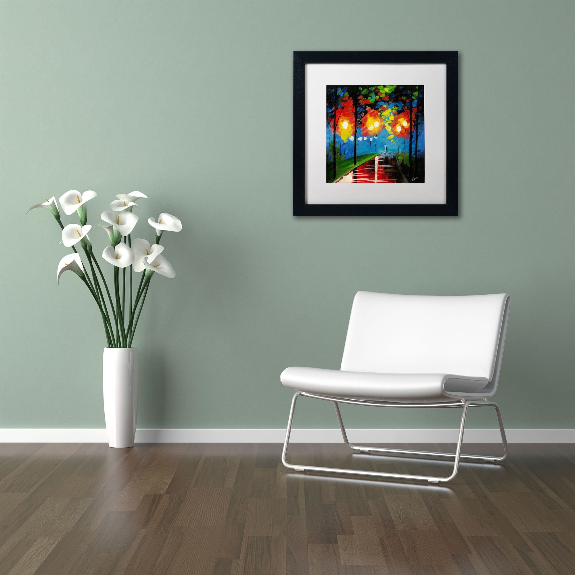 Trademark Fine Art "Night Reflection" Canvas Art by Ricardo Tapia, White Matte, Black Frame