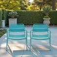 thumbnail image 2 of Tcbosik Set of 2 Outdoor Chairs, Modern Dining Chair, Metal Armchair for Patio, Deck, Garden, Yard, Teal, 2 of 11