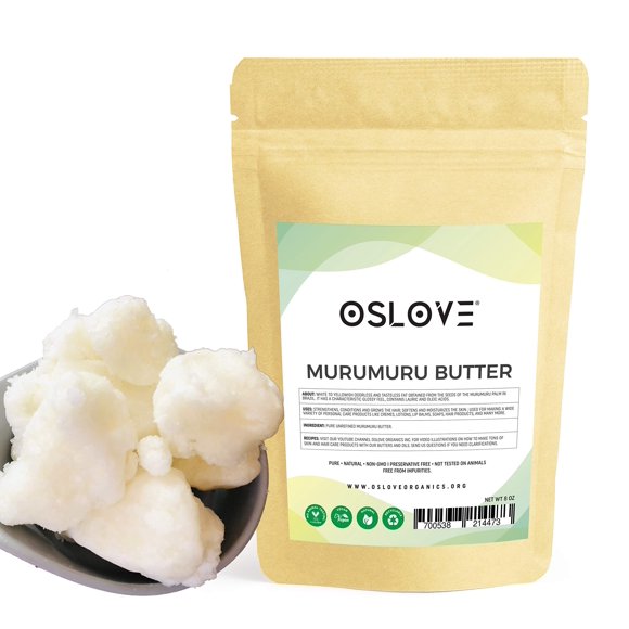 Oslove Organics Mantequilla de Murumuru pura, natural y sin refinar, mantequilla suave y sedosa para lociones, mantequillas corporales batidas/soufflés, bálsamos labiales, ungüentos | 8 onzas