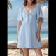 thumbnail image 2 of Vestido Mini Elegante con Escote en V Profundo y Lazo en Azul L, 2 of 8