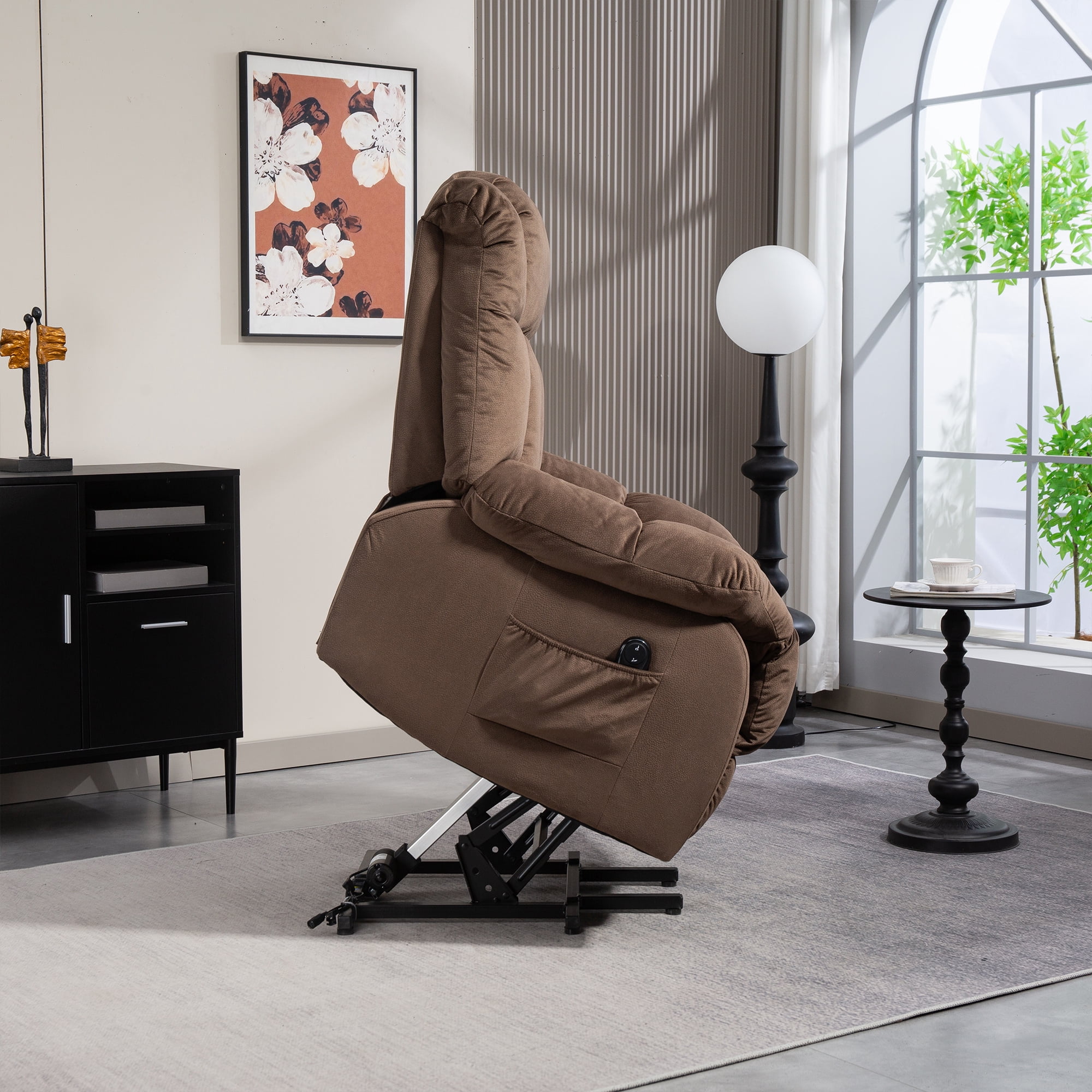 Aukfa Power Lift Recliner Chair Deep Seat Recliners with Infinite Position for Elderly Living Room, Brown