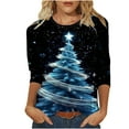 thumbnail image 2 of FDGIU Christmas Tree Shirts for Women 2025 3/4 Sleeve, Loose Fit Tunic Top with Xmas Tree Print, Holiday Casual Blouse, 2 of 4