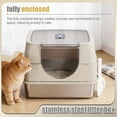 thumbnail image 2 of Enclosed Cat Litter Box with Flip-Top Lid, Stainless Steel Large Covered Litter Box, High Sided Metal Litter Pan with Litter Scoop & Mat, Odor Control, Leak Proof, Easy Cleaning, Grey, 2 of 9
