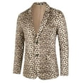 thumbnail image 4 of Unique Bargains Men's Leopard Animal Print Notched Lapel Slim Fit Blazer XL Brown, 4 of 8