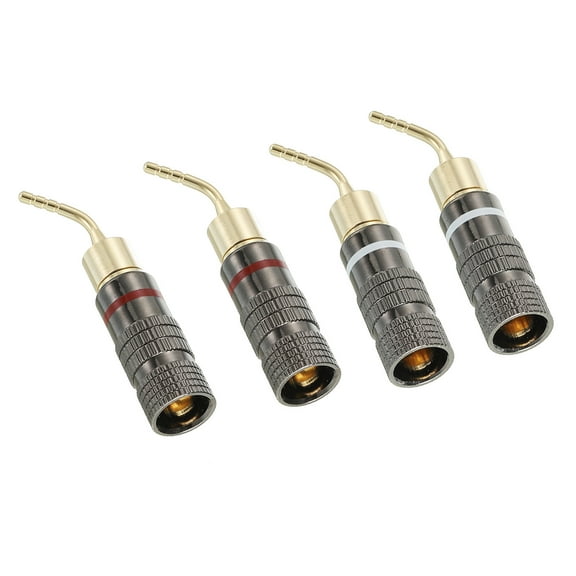 Uxcell Banana Plugs 90 Degree Speaker Banana Plugs 2mm Gold-Plated Copper Red White 4 Pack