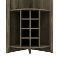 thumbnail image 6 of Tall Corner Bar Cabinet, Wooden Corner Coffee Wine Bar Unit with Built-in Wine Rack Cabinet Station with 8-Bottle & 5-Shelf, Wood Kitchen Pantry Storage Cabinet (Dark Brown), 6 of 7