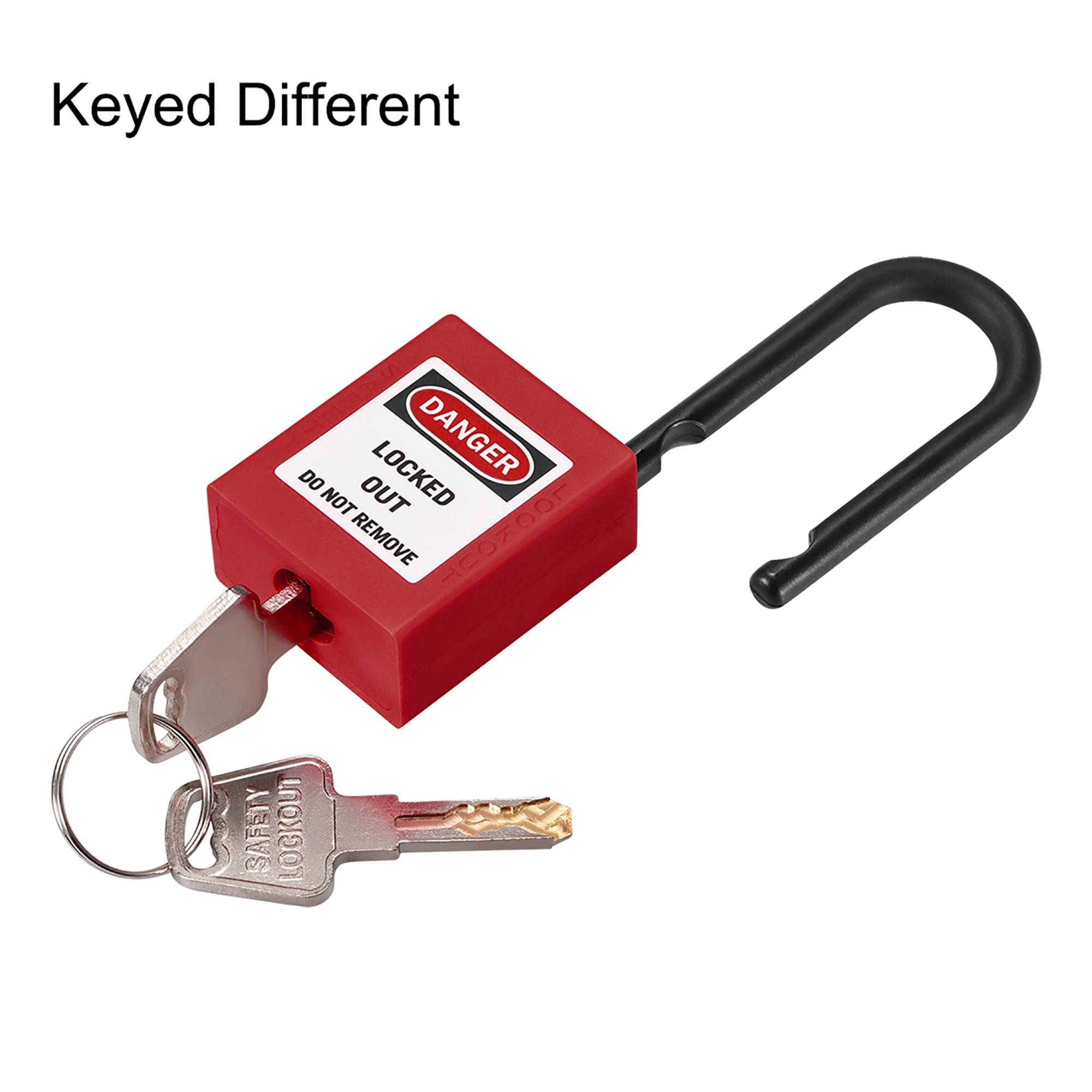 Red Keyed Different Cable Lockout Locks - 2 Keys, 10 Pack