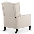 thumbnail image 5 of Triple Tree Modern Fabric Foam Wood Solid Print Nailhead Trim Accent Chair, Beige, 5 of 7