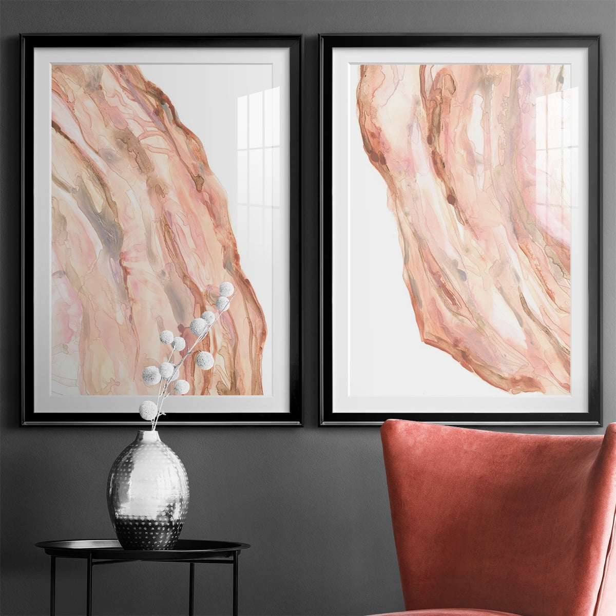 Wexford Home Rose Quartz I Premium Framed Print, 22.5" x 30.5" - Ready to Hang, Black (Set of 2)