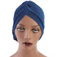 thumbnail image 4 of D-GROEE Shiny Flower Turban Shimmer Chemo Cap Hairwrap Headwear Beanie Hair Scarf, 4 of 7