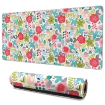 Long Mouse Pads for Desk,Pioneer Flower Floral Print Pattern Desk Mats on Top Of Desks, Desk Mouse Pad Extra Large with 3mm Non-Slip Base and Stitched Edge for Gaming,Office,Work,Home 35.4"x15.7"