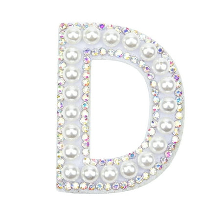 Clearance! DANMENG Stickers Iron Cobble on Clothes Az Sew Decorative Letter Cobble Glitter Letters Applique Rhinestone Pearl English Letters for Diy Craft Supplies