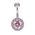 thumbnail image 1 of Flmtop Femmes Strass Incrusté Pendentif Rond Barbell Nombril Corps Piercing Bijoux, 1 of 10