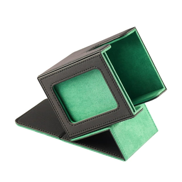 TISHITA Boîte pour Jeu de Cartes Contient 100 Cartes Album Fenêtre Transparente Design Organisateur de Cartes Noir Vert