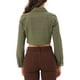 thumbnail image 3 of CHAQUETA DE JEAN CASUAL INSPIRE CHIC PARA MUJER CON CUELLO, BOTONES Y MANGA LARGA, CROP, TALLA L, VERDE OSCURO, 3 of 6