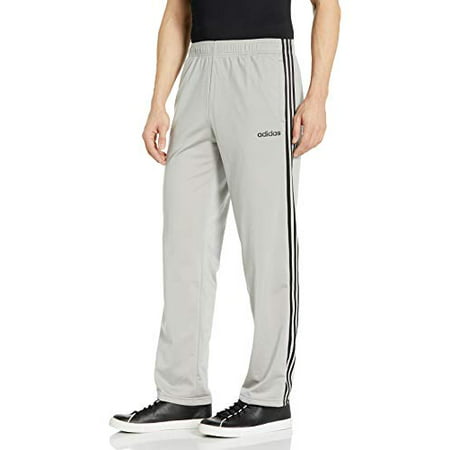 adidas Men's Essentials 3-Stripes Regular Pant Tricot Open, Medium Grey Heather/Black, Small