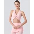 thumbnail image 5 of Women's Halter Twist Front T-Back Cropped Sports Tank Top Pink S, 5 of 8