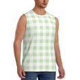 thumbnail image 2 of Gaeub Pistachio Green Checkboard Men's Sleeveless Muscle Shirts Workout Tank Tops, Odor Protection and Comfortable - X-Large, 2 of 8