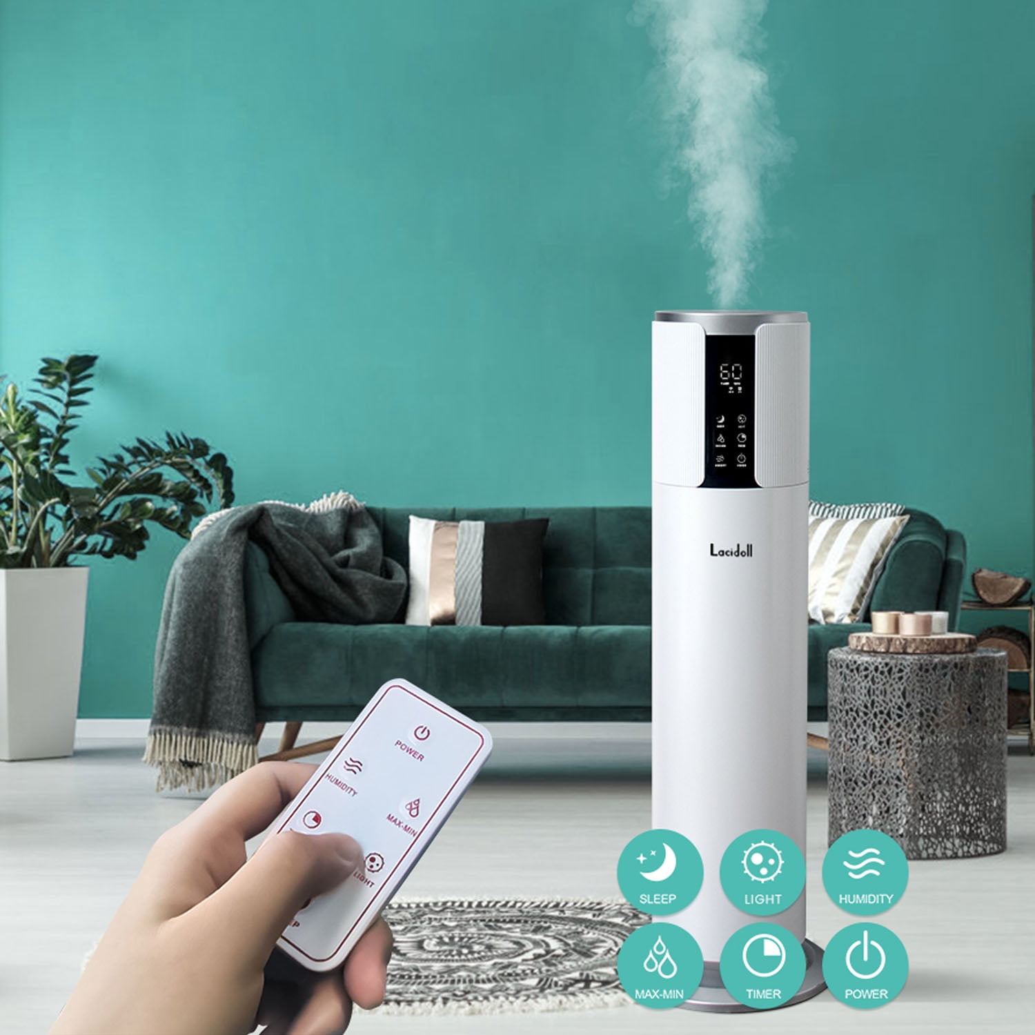 Lacidoll Humidifiers for Large Room 8L 2.1Gal Top Fill Ultrasonic