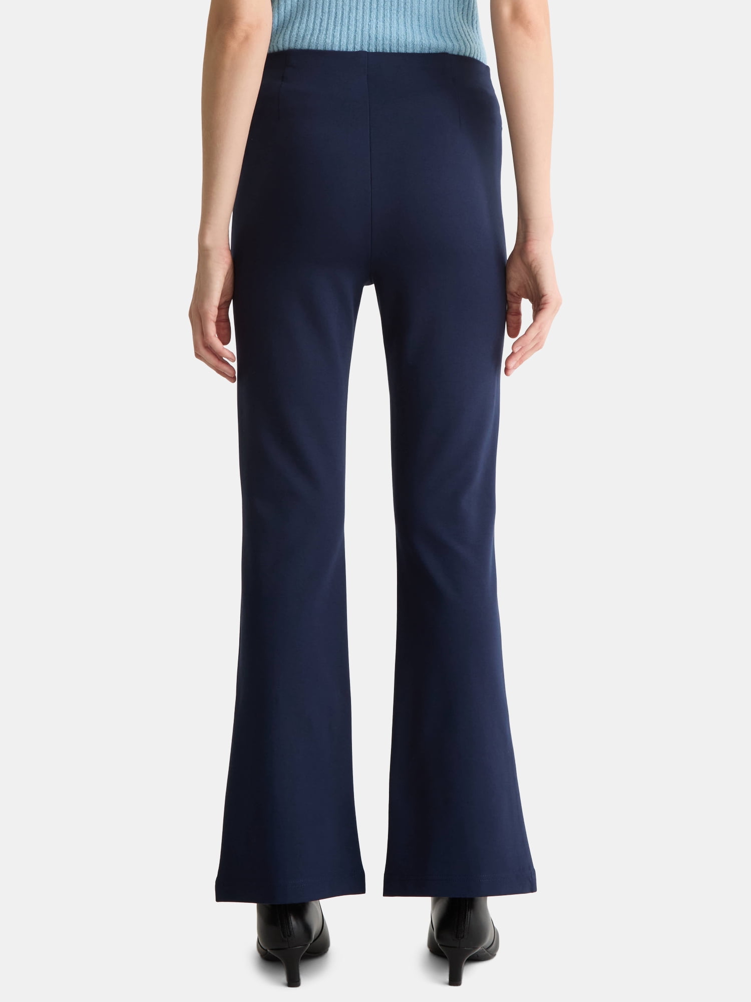 Time and Tru Women's Flare Ponte Pants with Front Slit, 30" Inseam Regular, Sizes XS-XXXL