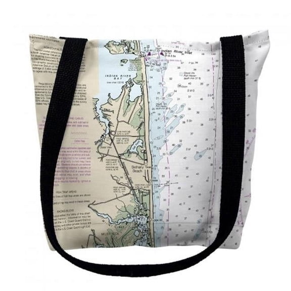 Betsy Drake TY12214BBM 16 x 16 in. Bethany Beach Delaware Nautical Map Tote Bag - Medium