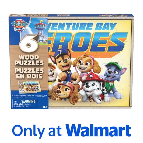 Spin Master Games, PAW Patrol 6-Pack of Wooden Jigsaw Puzzles, for Ages 3 and up