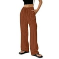 thumbnail image 2 of Orange Linen Pants Women's Spring and Summer Thin Solid Color Cotton and Linen Pocket Pants Casual Pants, 2 of 6