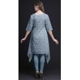 thumbnail image 5 of Bimba Blue Damask Floral Printed Asymmetrical Kurti Tops For Women Indian Summer Dress Tunic Medium, 5 of 6