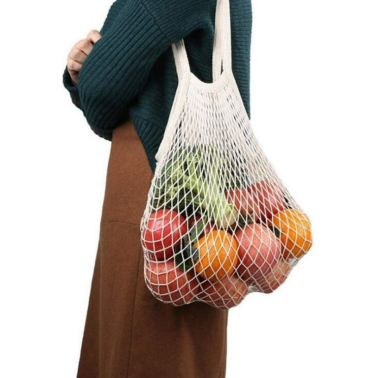 Unique Bargains Cotton Mesh Bag, Reusable Mesh Net String Grocery Bags  Organizer 