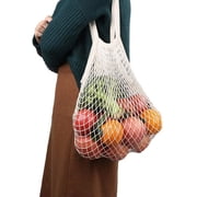 Mesh Bags Reusable Cotton Mesh Grocery Bags - 100% Cotton | Net Cotton String | Shopping Bag – Eco Market Bag - Tote Bag Vegetable - Pack of 3 Portable/Reusable/Washable