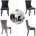 thumbnail image 5 of PORKISS Dining Chairs Set of 2, Modern Wood and PU Dining Chairs with Back Ring and Nailhead Trim, Upholstered Tufted Velvet Chair with Wood Legs for Dining Room, Kitchen, Black/Gray, 5 of 10