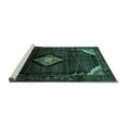 thumbnail image 2 of Ahgly Company Machine Washable Indoor Square Medallion Turquoise Blue Traditional Area Rugs, 8' Square, 2 of 4