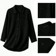 thumbnail image 4 of Womens Black Button Down Shirt Casual Lapel Long Sleeve and Pocket Blouses, 4 of 4