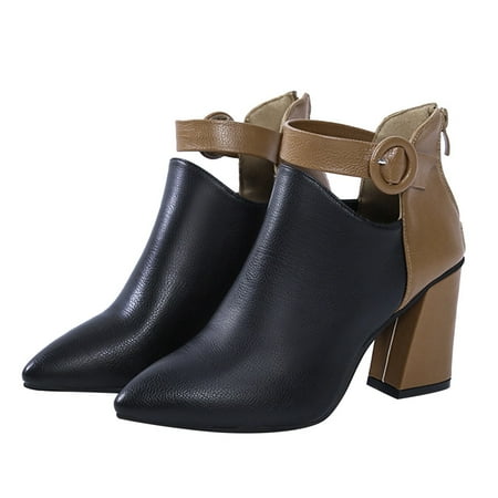 

Wesracia Boots For Women Winter Boots Boots Fashion Heels Chunky Women s High Pointed Breathable Shoes Short Retro Women s Boots