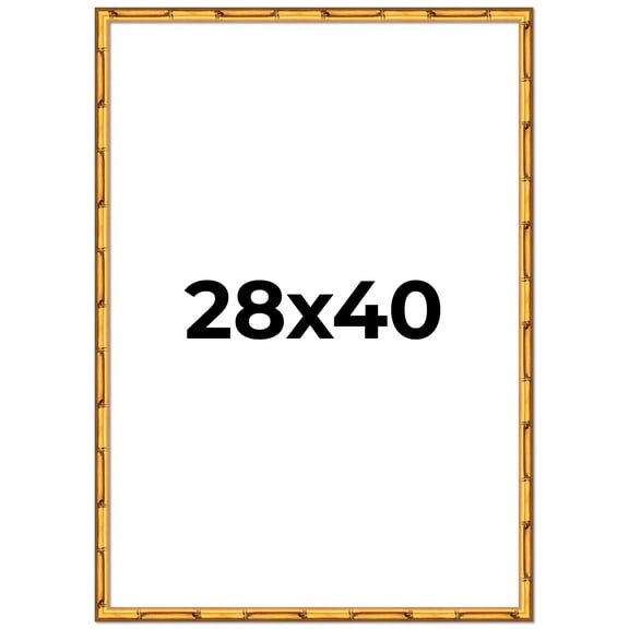28x40 Frame Gold Bamboo Solid Wood Picture Frame | 0.75 Inch Moulding Width | Interior Frame Depth