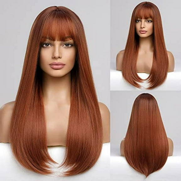 Long Straight Wig Long Wavy Hair With Bangs Natural Appearance Heat-resistant Synthetic Wig Daily Play Party Suitable For Fashionable Women A1