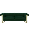 thumbnail image 2 of Modern Cream Velvet Sofa with Gold Accents - Sleek Channel-Tufted Design, 3-Seat Living Room & Office Couch with Gold Leg Base for Easy Cleaning, 2 of 9